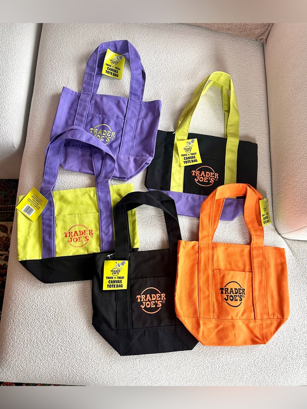 Trader Joe’s Halloween Mini Canvas Totes Set of 5 NWT